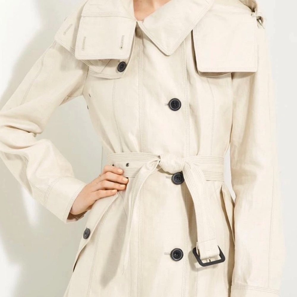 Burberry London belted linen trench coat size 10 USA new